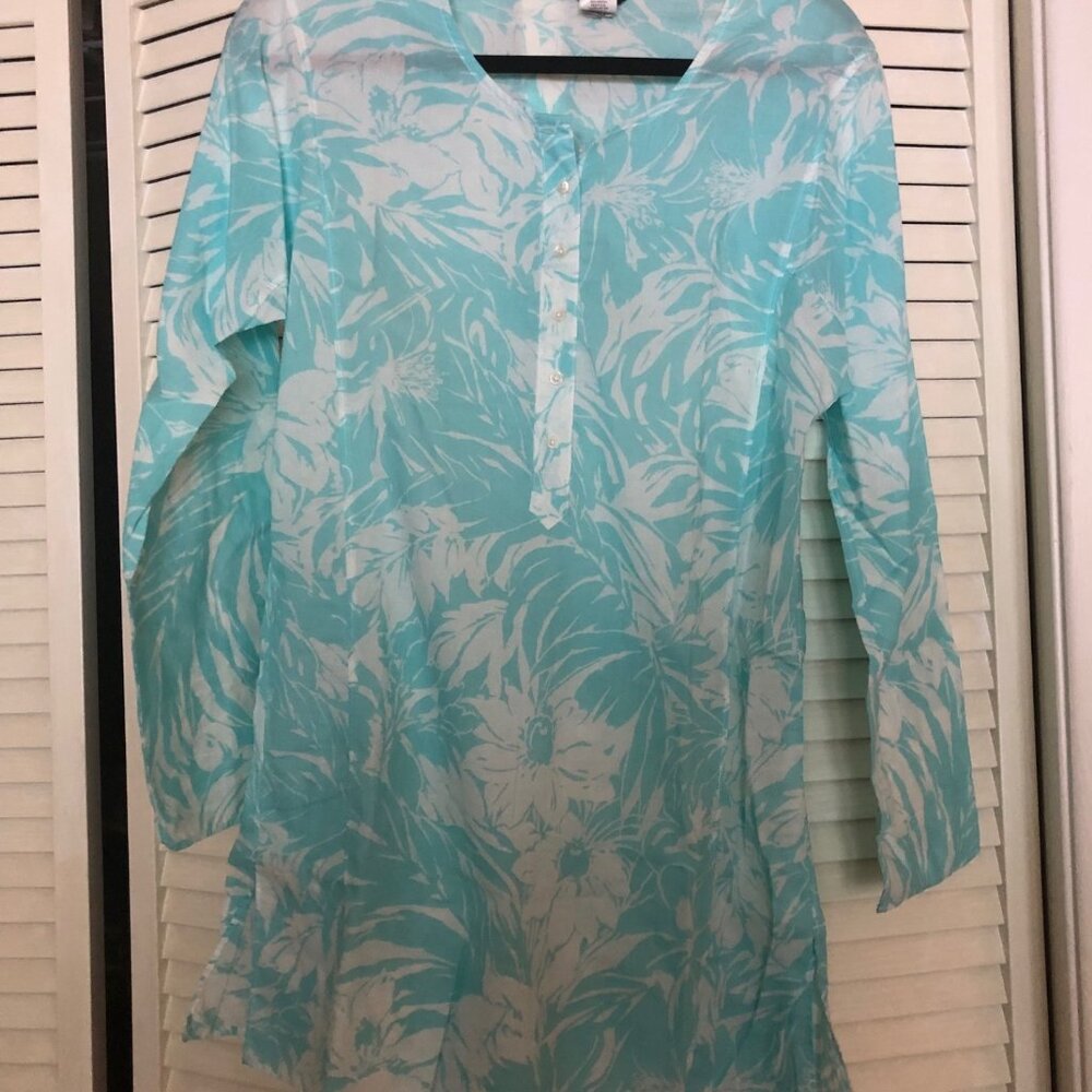 J. Crew Soft Blue & White Cotton Blouse